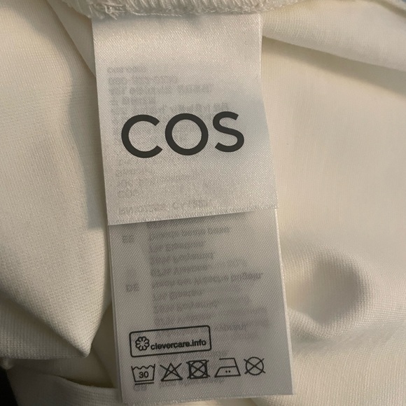 COS Scoop Neck Jersey Midi Dress Cream Size Medium Sleeveless Ribbed Edge Fluid - Picture 12 of 14